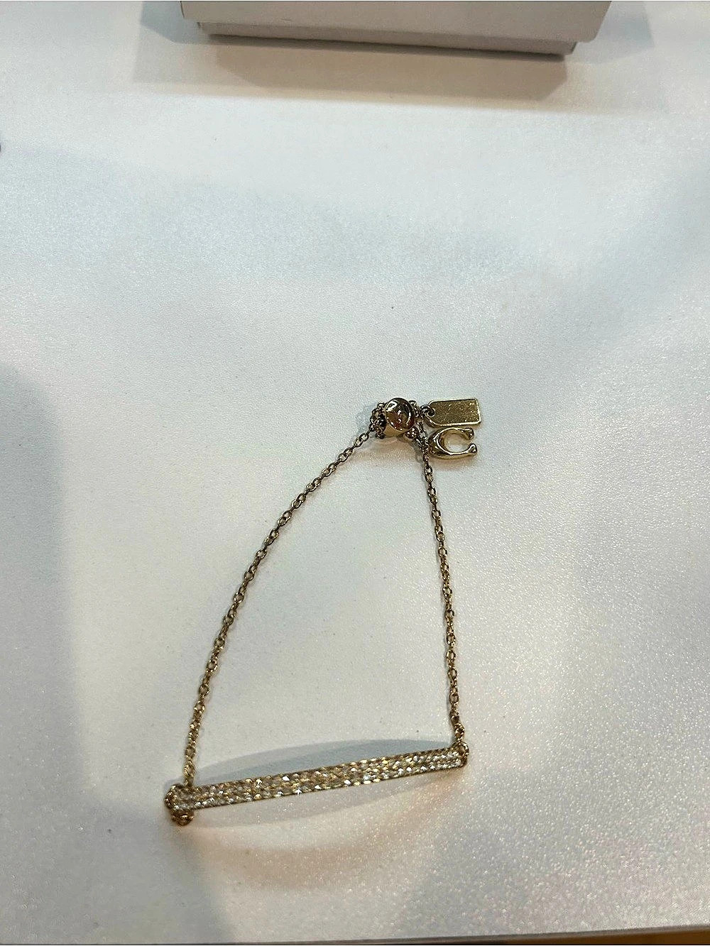 Coach Signature Pavé Slider Bracelet Gold-Tone Chain Bracelet Like New